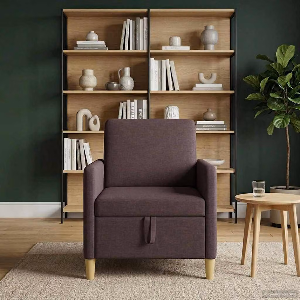 Divano moderno vidaXL con contenitore apribile in tessuto marrone L: 72 cm, P: 78 cm, H: 87 cm