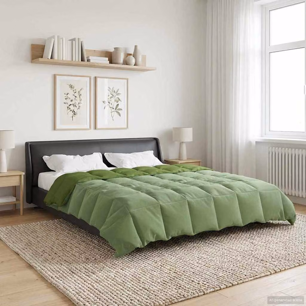 vidaXL Piumone Invernale Verde Traspirabile e Reversibile L/P: 200 x 200 cm