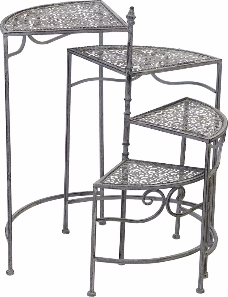 Tavolo per piante - Romantico - 33x33x70 cm - Acciaio - Lavaggio grigio