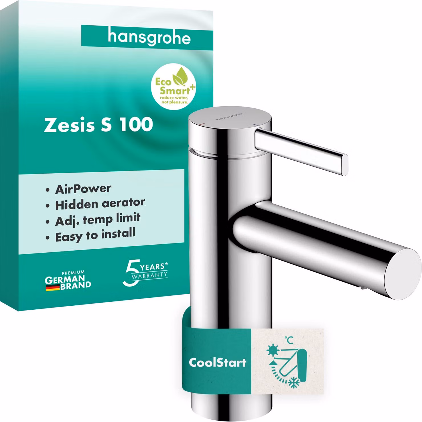 hansgrohe Zesis S Mitigeur monocommandé pour lavabo 100 CoolStart sans garniture de vidage, 74721000, 74721000