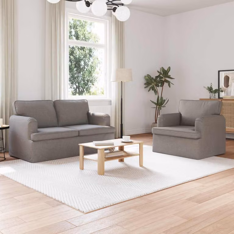 Set di 2 divani Talpa vidaXL in tessuto moderno con coperture rimovibili L: 144 cm, P: 80 cm, H: 85 cm
