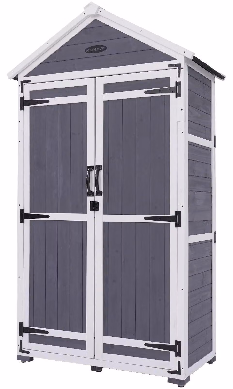 Capanno da giardino in legno - Mobiletto porta attrezzi - Legno di abete - Impermeabile - Tetto a falda con base - 99,3 x 56,5 x 178 cm - Grigio