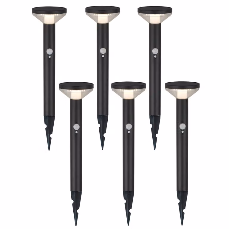 Maclean Luce solare a LED con sensore 3 modalità collegabile Li-ion 18650 IP44 3,7V 1200 mAh Nero MCE465 B