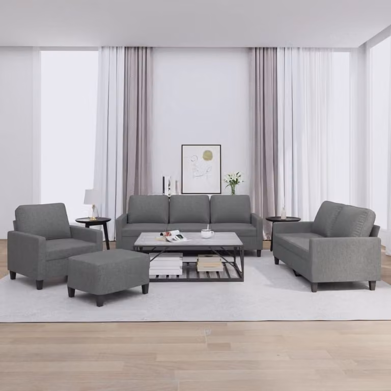 Maison Exclusive - Set divano 4 pezzi con cuscini in tessuto grigio scuro