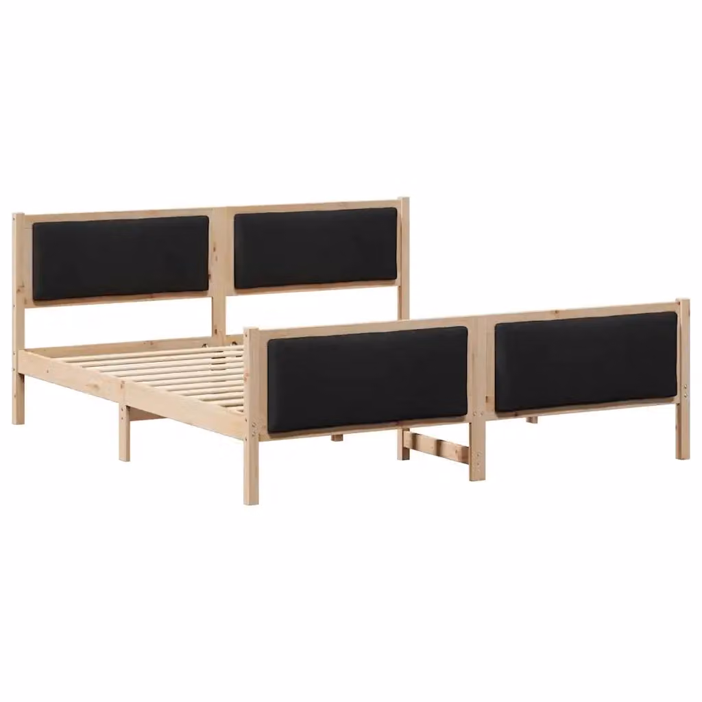 Struttura del letto con testiera vidaXL in tessuto nero e legno di pino L/P/H: 200 x 200 x 85,5 cm – 2