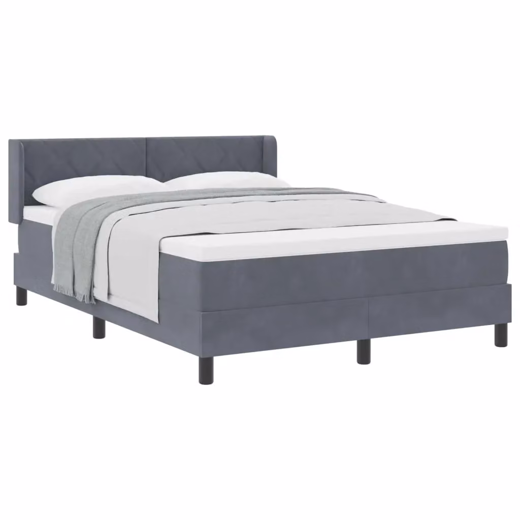 Letto Ibrido con Testiera in Velluto Grigio vidaXL L/P: 160 x 200 cm – 2