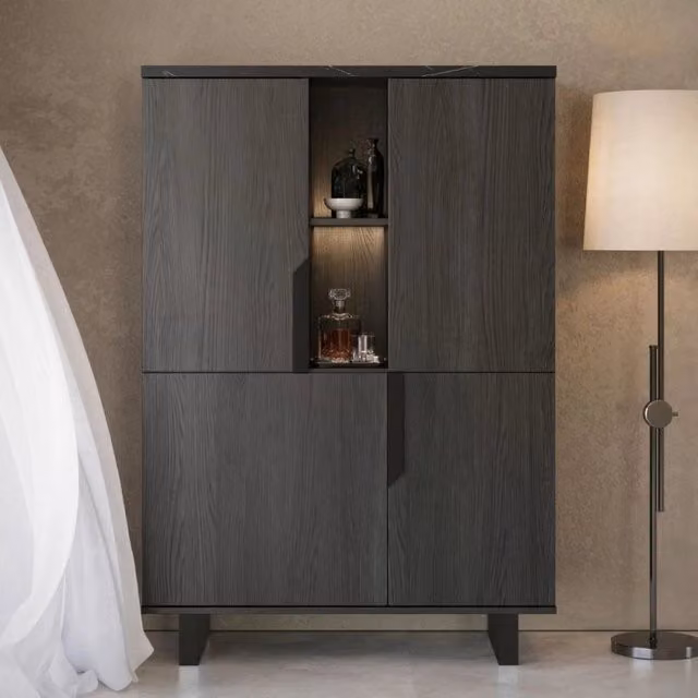 Vetrina credenza Zaira 2 ante palissandro nero 110x49x159h