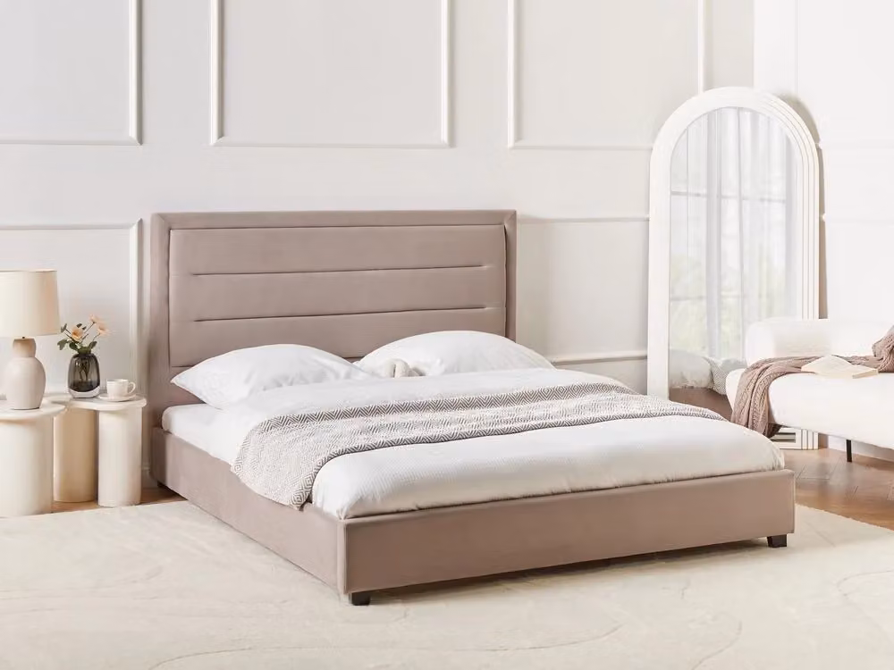 Letto matrimoniale Beliani IT in velluto con testata imbottita stile moderno, L/P/H: 160 x 200 x 112 cm – 2