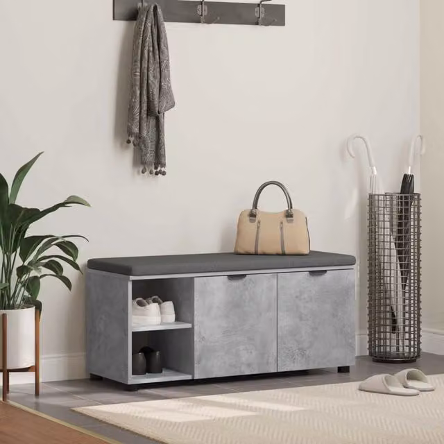 Panca per ingresso con scarpiera vidaXL, colore grigio, L 100 x P 38 x H 46 cm – 1