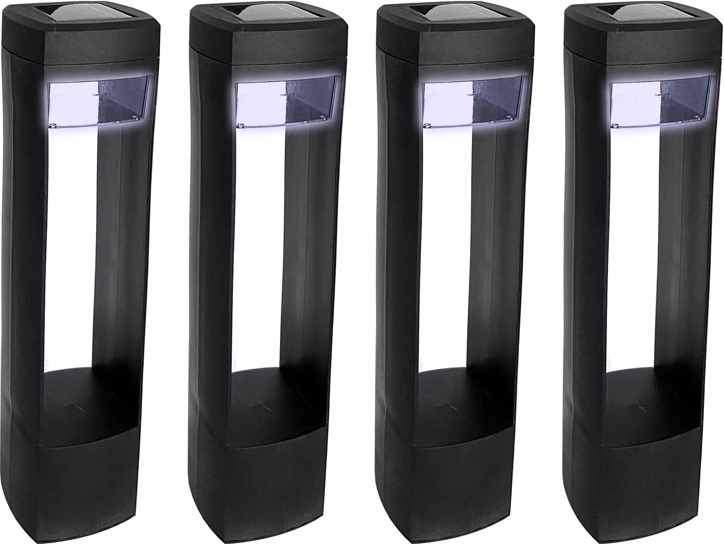 Set da 4 luci solari a LED, lampada solare in plastica nera, lampada da giardino, lampada solare, lampada da vialetto, illuminazione da giardino, lampada da esterno, illuminazione