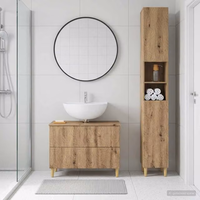 Set di Armadi da Bagno da 2 Pezzi DELFT Rovere Artigianale 3417548