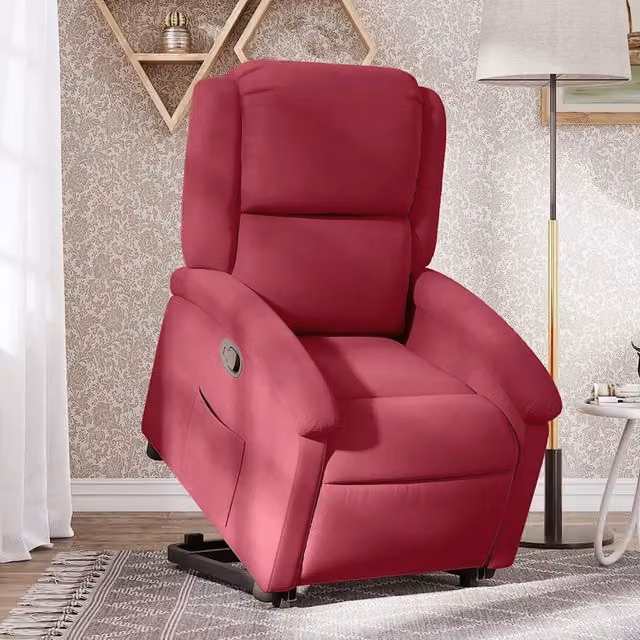 Poltrona Alzapersona Reclinabile vidaXL in Velluto Rosso con Assistenza Elettrica per Senior