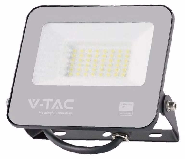 V-TAC Faro LED SMD Chip Samsung 30W 100 lm/W Nero 3000K IP65 con Cavo 1 m – SKU 23599