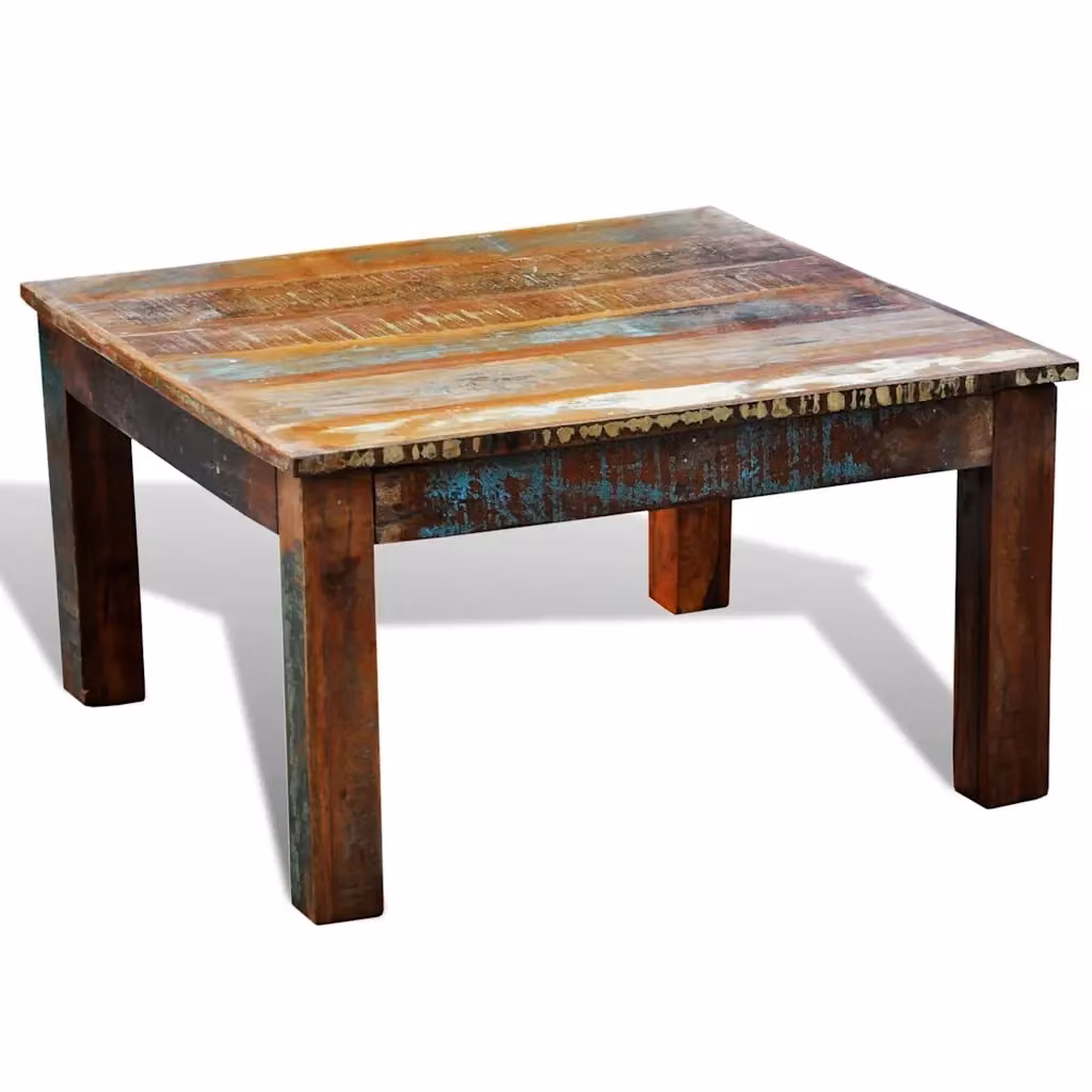 Tavolino da salotto quadrato vidaXL in legno di recupero multicolore con finitura cerata – 2