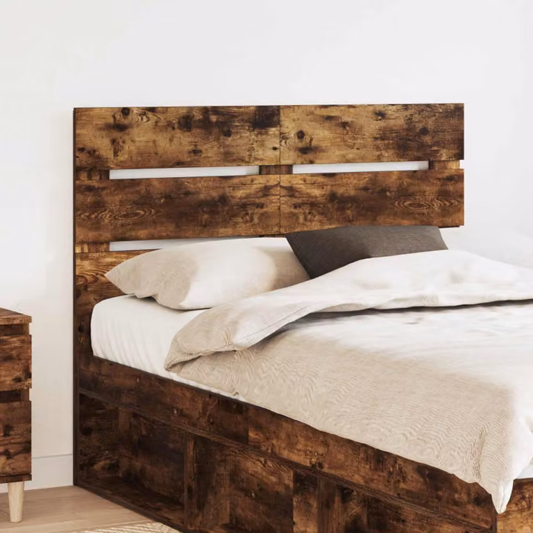 Testiera per letto moderna vidaXL in legno ingegnerizzato rovere fumé marrone L: 123 cm, H: 9,3 cm, P: 3 cm