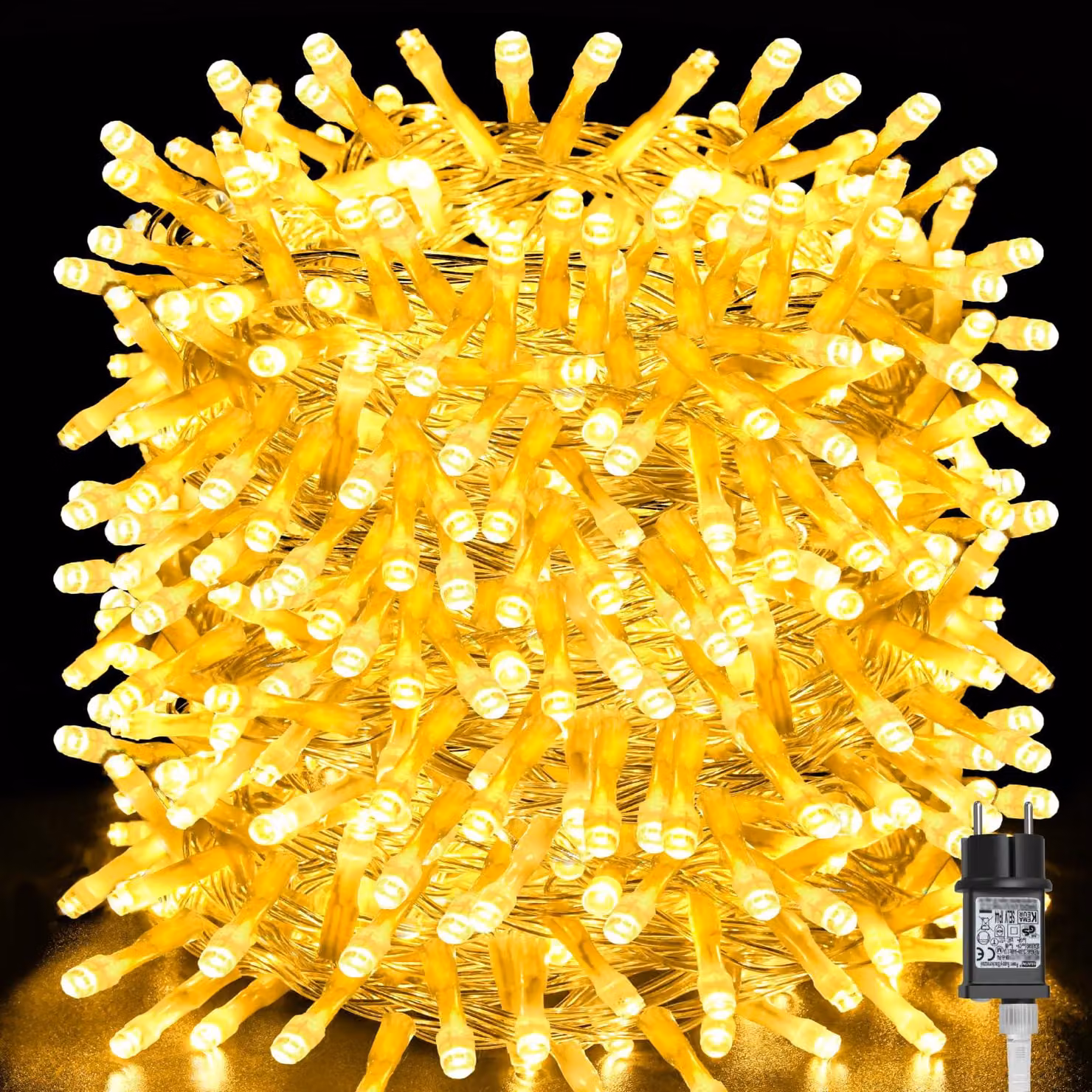 Catena luminosa a LED, 40 metri, 400 LED bianco caldo, grado di protezione IP44, timer, 8 modalità