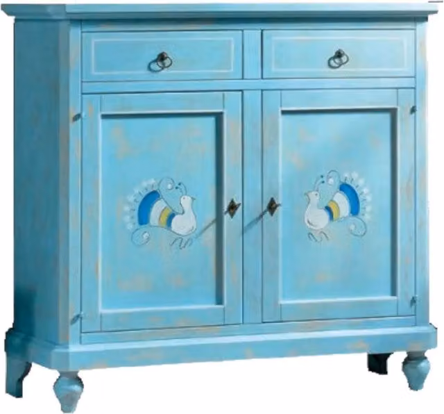 Madia credenza 2 porte in legno shabby chic azzurro consumato 112x49x98 - Mobili 2G