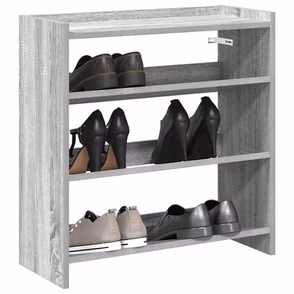 Scarpiera a parete moderna vidaXL in legno e MDF, Grigio opaco, L: 60 cm, P: 25 cm, H: 62 cm