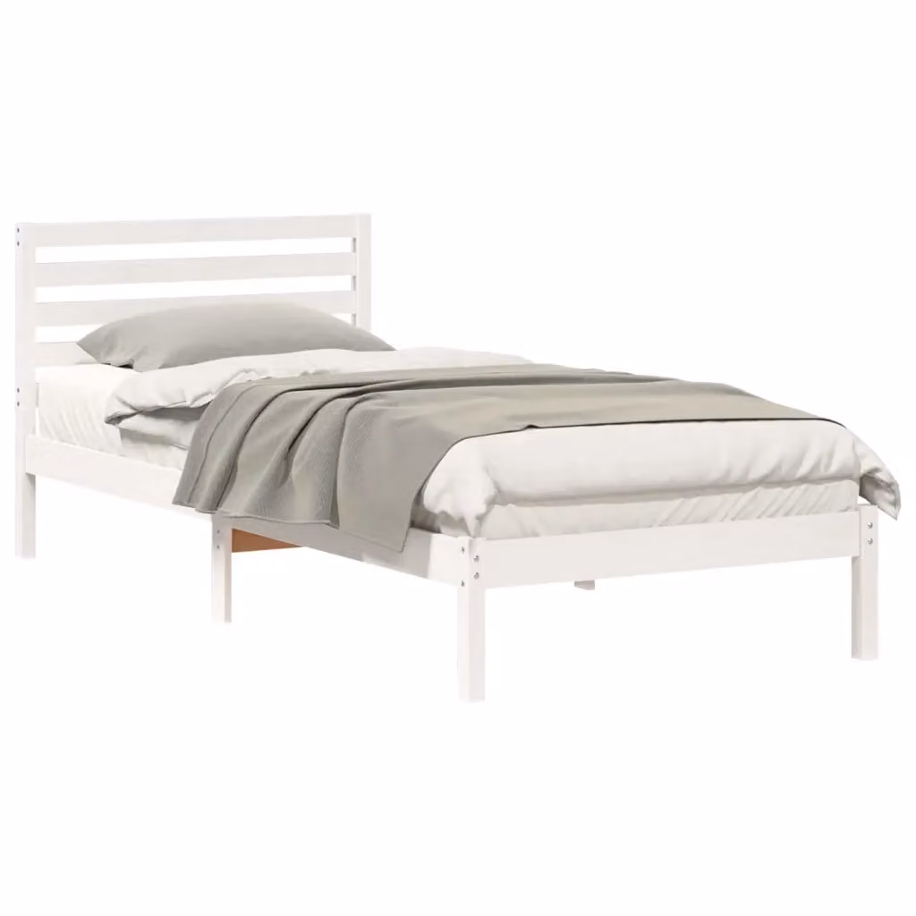 Struttura letto in pino massello bianco vidaXL L: 100 cm, P: 215,5 cm, H: 80,5 cm – 2