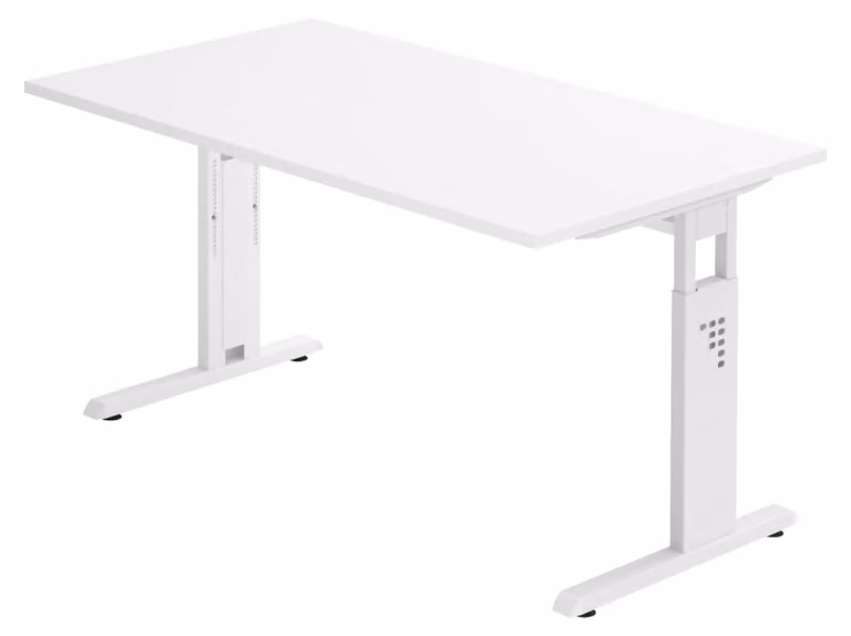 bümö Scrivania Serie-O - Finitura: Bianco, Struttura: Bianco, Dimensioni: 140 x 80 cm