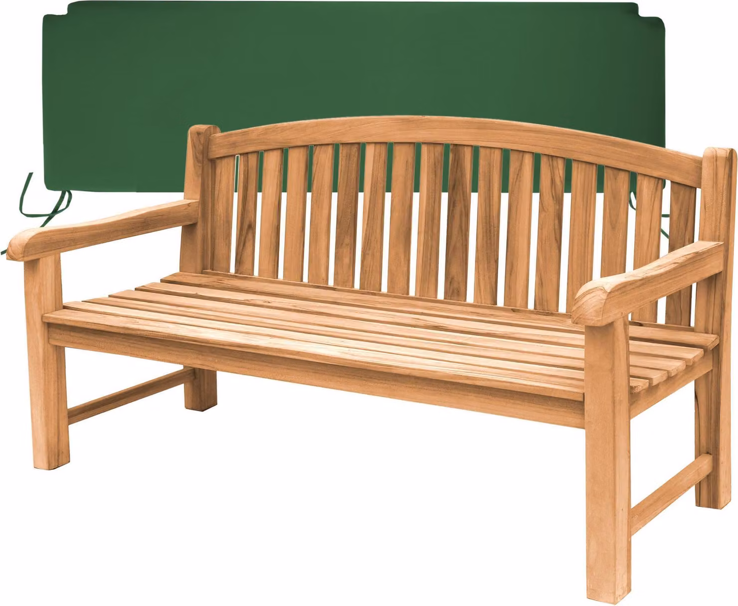Panchina da giardino in teak extra forte Bari 180cm + cuscino di seduta verde