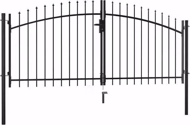 Cancello doppio a battente vidaXL in acciaio grigio L: 300 cm, H: 150 cm
