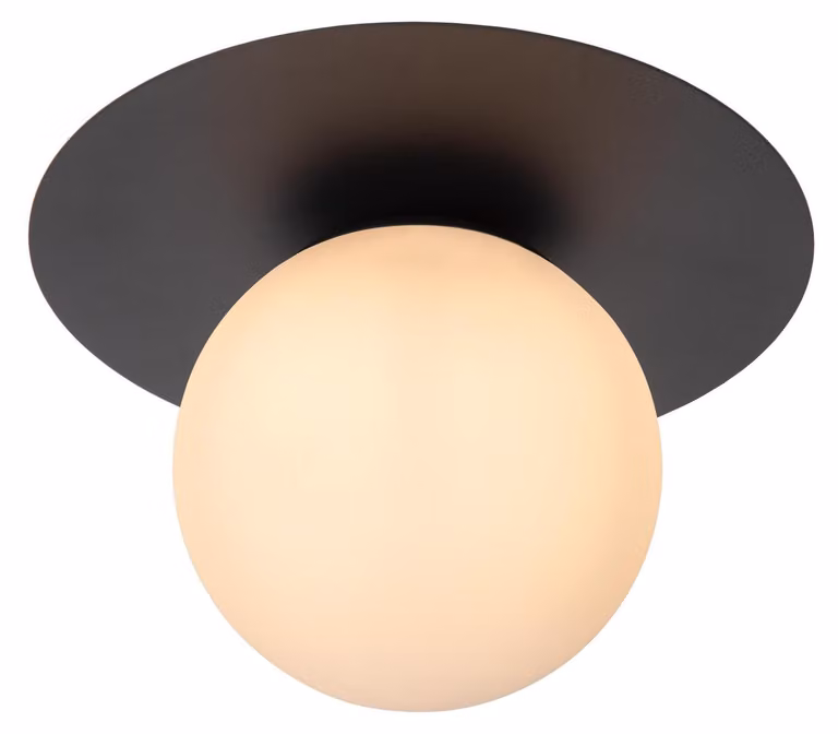 Lampada a sospensione TRICIA, nero e bianco, vetro opalino, 1 attacco E27, 15W, dimensioni: 17,5x25x25 cm, grado di protezione IP20, Lucide