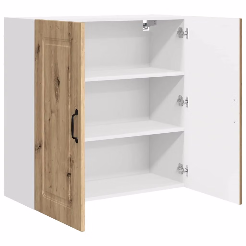 Mobile da cucina e soggiorno moderno HELLOSHOP26 con ante a battente e ripiani interni, finitura rovere marrone opaco, L: 80 cm, P: 31 cm, H: 80 cm – 2