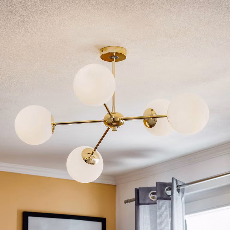 Plafoniera soffitto Dori Euluna, dimmerabile, Ottone / Oro, Soggiorno / Sala da pranzo, Metallo, Plafoniera