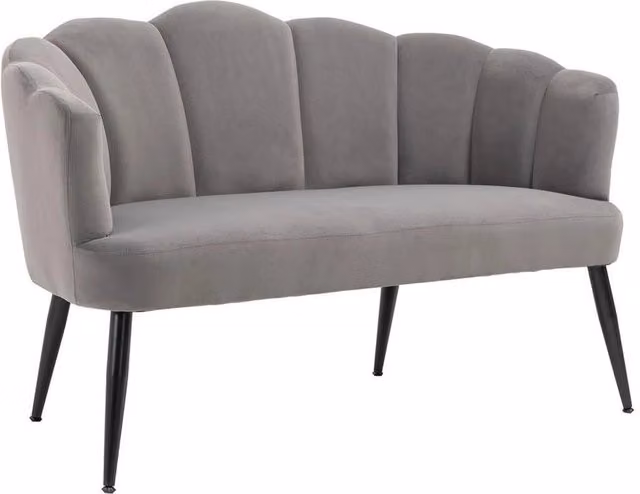 DIVANO 2 POSTI A CONCHIGLIA IN VELLUTO 132 X 66 X 80 CM GRIGIO