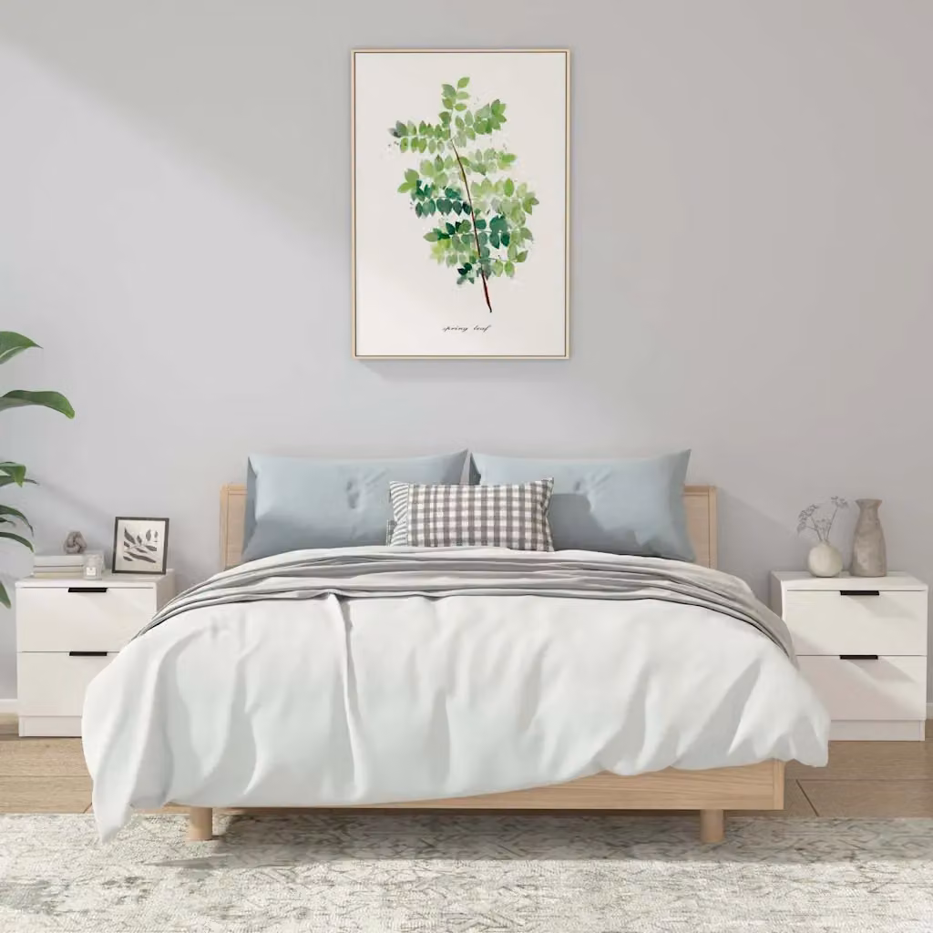 Set di 2 comodini bianchi vidaXL in legno multistrato per camera da letto con montaggio a parete