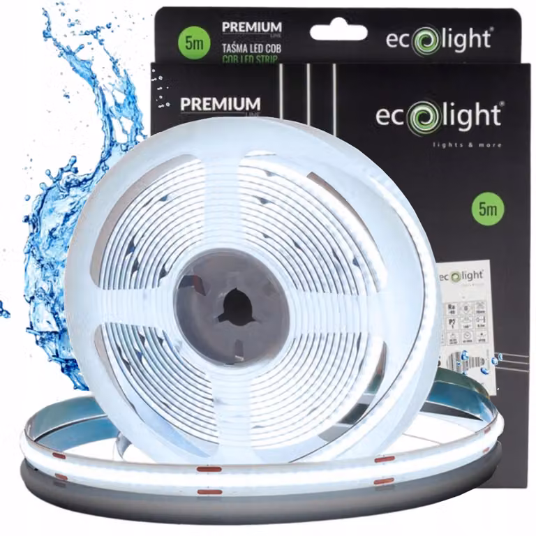 Striscia LED COB, 480 LED, sigillata, 24V, 12W/metro, 1560 lumen/metro, adatta per il bagno, luce bianca fredda, 5 metri
