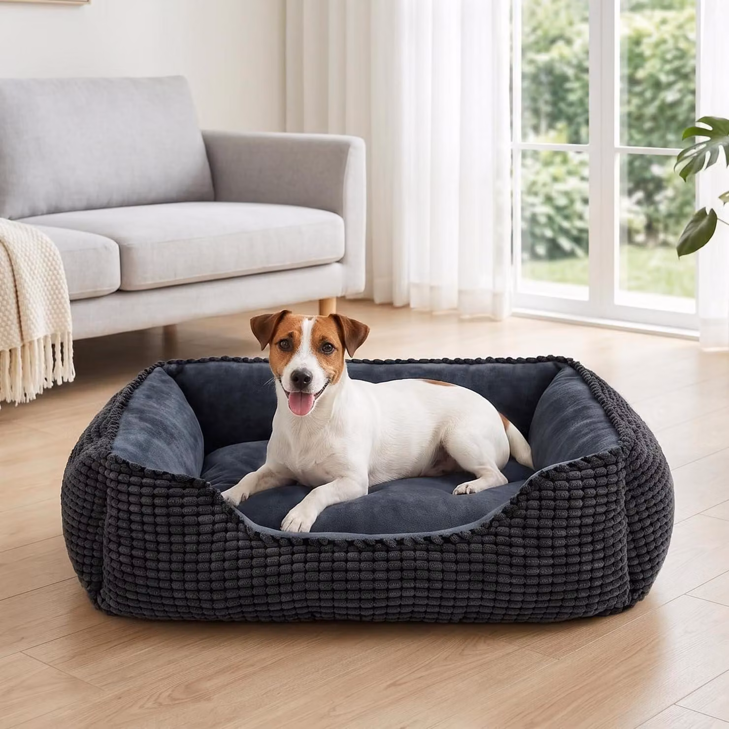 Cuccia per cani, lavabile, taglia media, 63x53x20 cm, colore nero