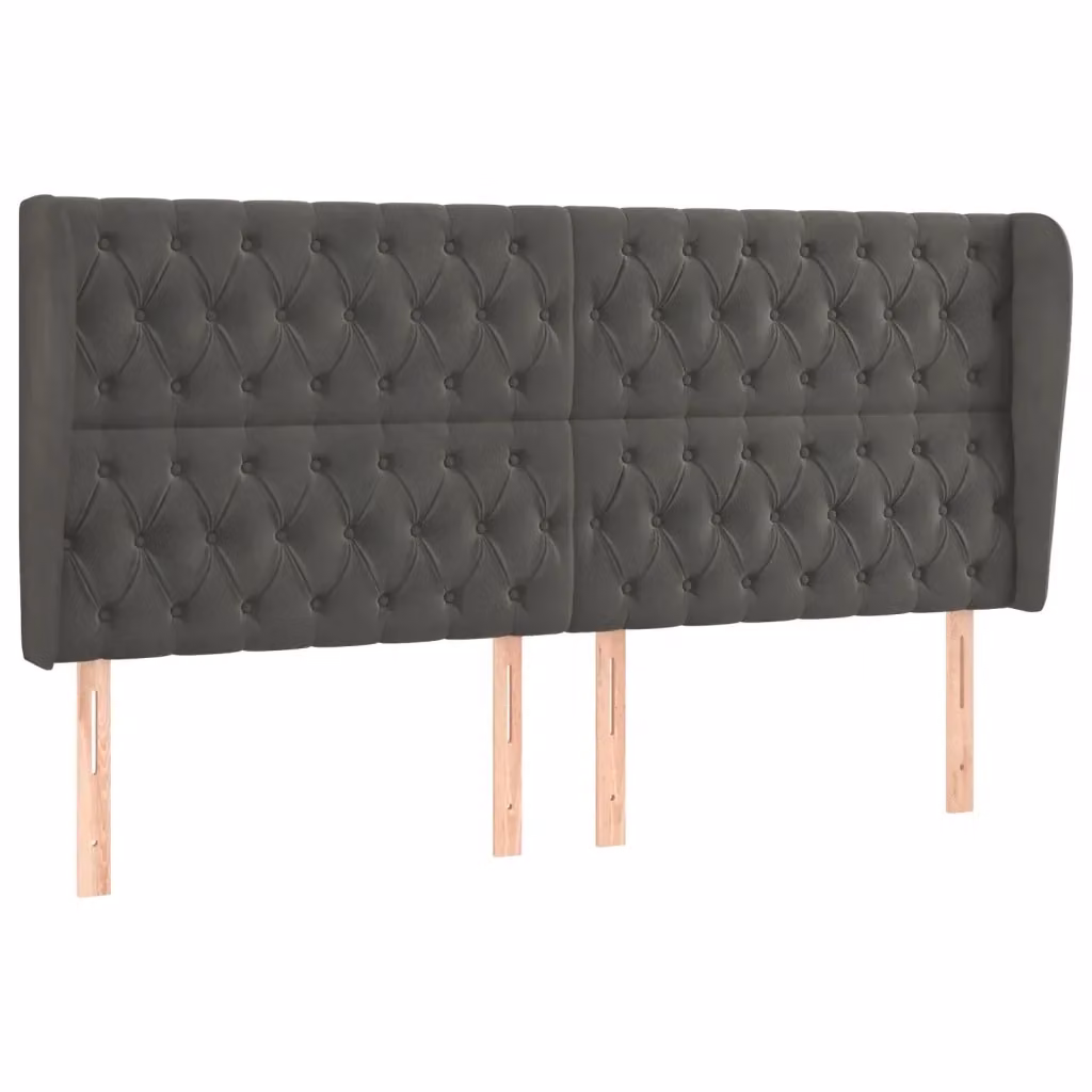 Testiera ad orecchio vidaXL in velluto grigio, L: 203 cm, P: 23 cm, H: 118/128 cm – 2