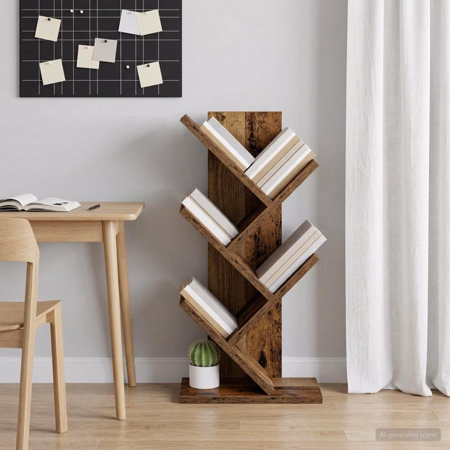 vidaXL Libreria a scala con 4 ripiani in legno color marrone rustico L: 30 cm, P: 18 cm, H: 60 cm
