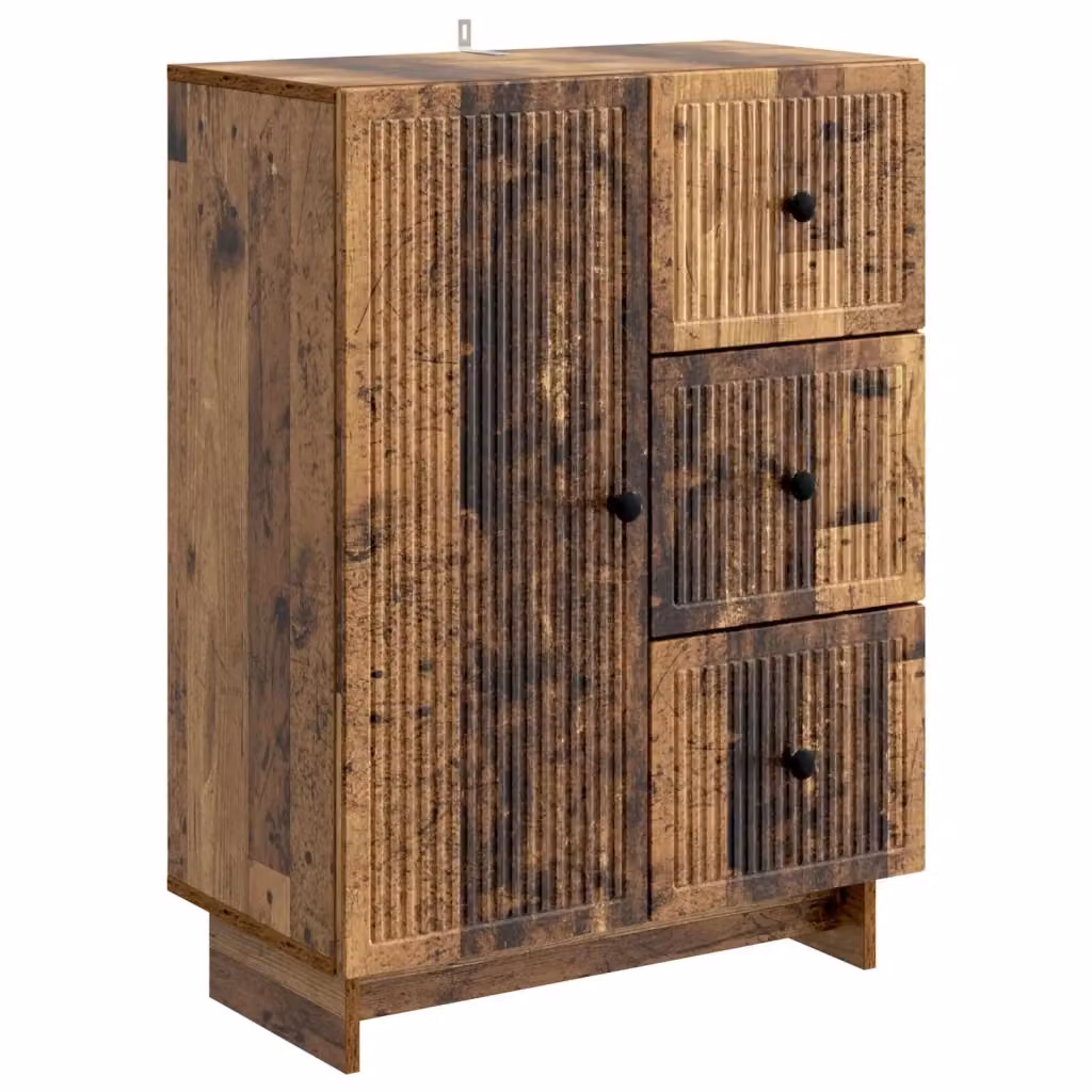 Credenza moderna vidaXL in legno ingegnerizzato e metallo, colore marrone, L 66 cm x P 34,5 cm x H 90 cm – 2