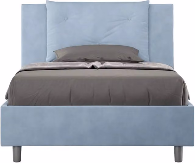 Letto una piazza e mezza senza rete imbottito 110x200 microfibra azzurro Appia
