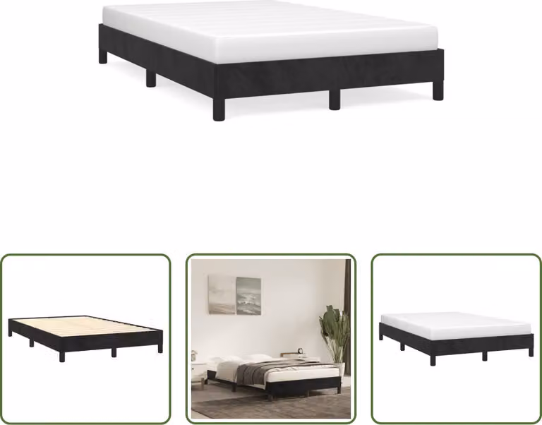 The Living Store struttura letto nera 120x190 cm in velluto