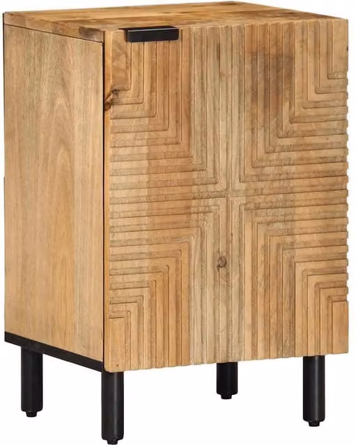Mobiletto da bagno moderno HELLOSHOP26 in legno di mango marrone con ante a battente, L 38 cm x P 33,5 cm x H 58 cm
