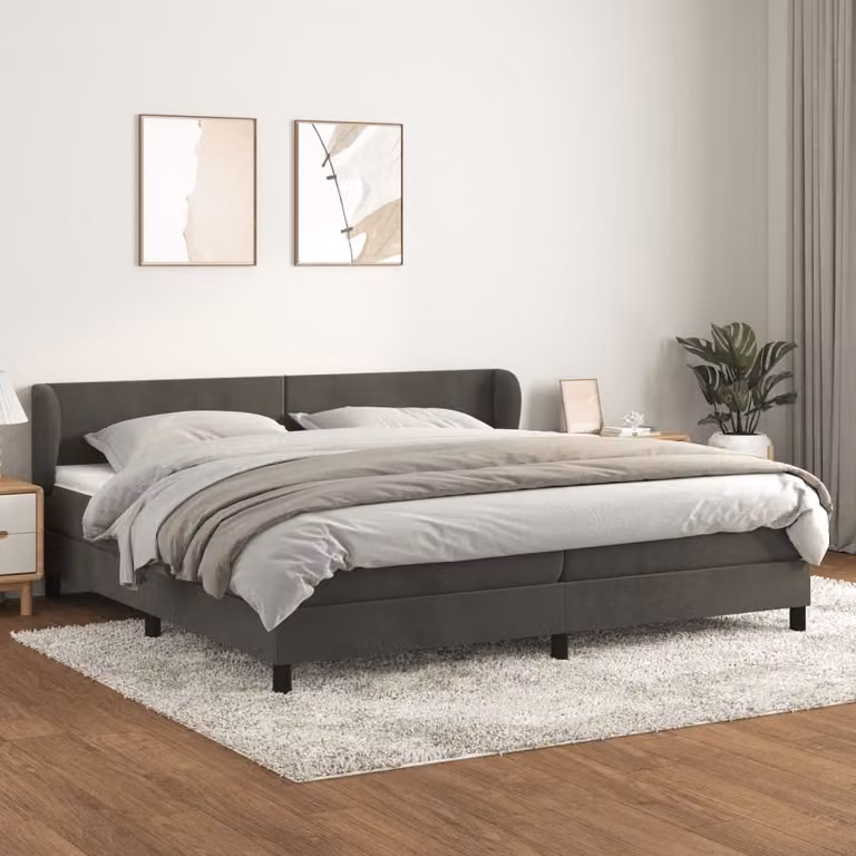 Maison Exclusive - Giroletto a Molle con Materasso Grigio Scuro 200x200 cm Velluto