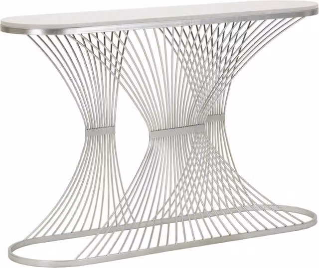 Console Stripe 120x35x79 cm in Ferro e Marmo Argento