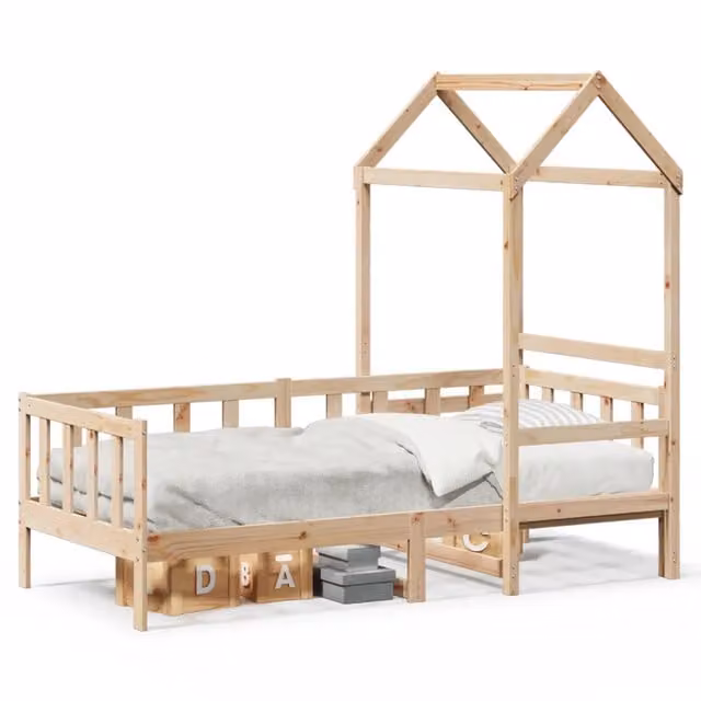 Letto singolo | Letto per adulti | Dormeuse con Tetto 80x200 cm in Legno Massello di Pino