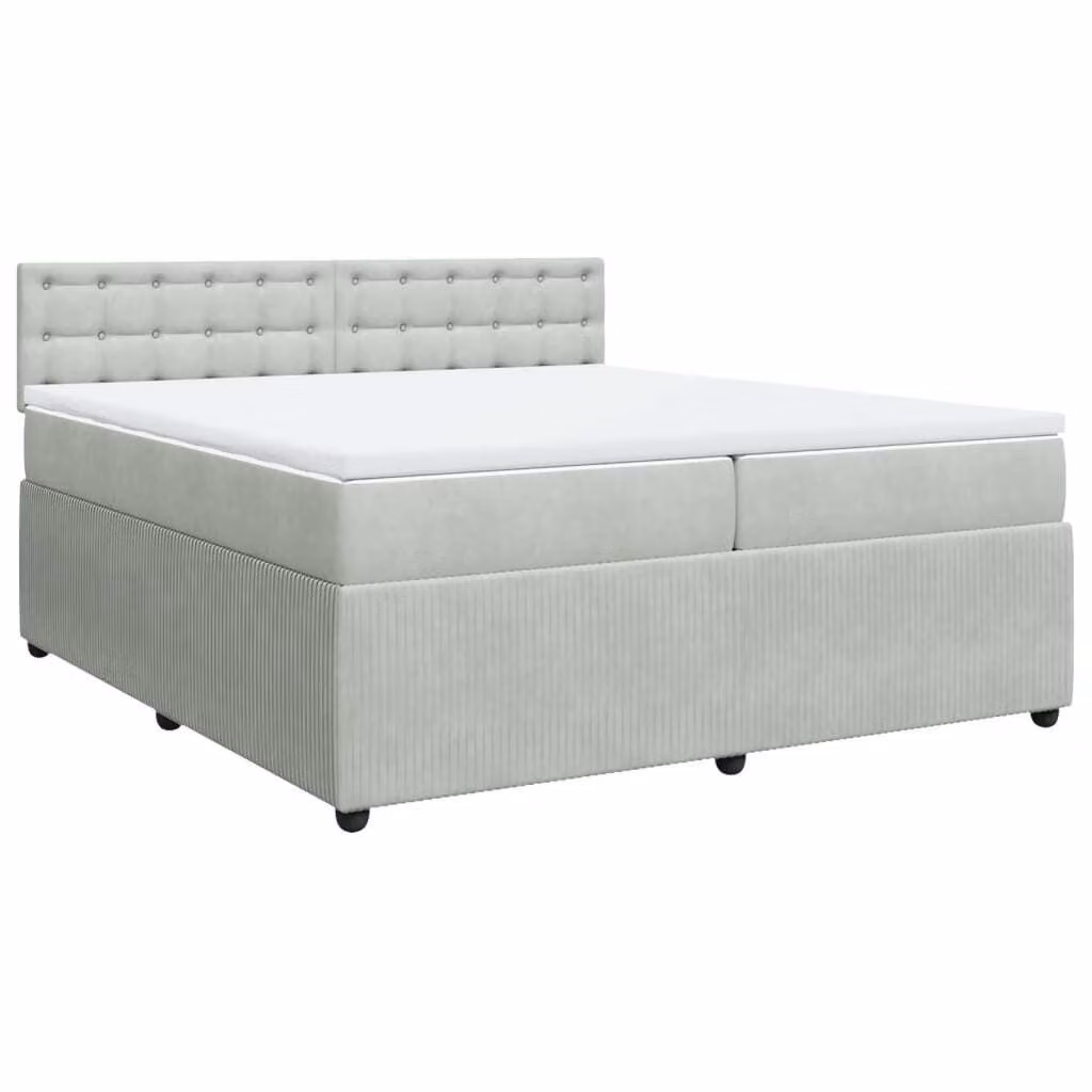 Giroletto a Molle con Materasso Grigio Chiaro 200x200cm Velluto