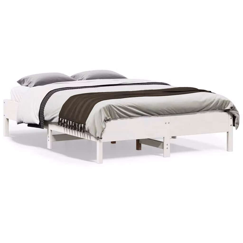 Letto senza materasso vidaXL in legno massello di pino bianco L 140 x P 190 cm