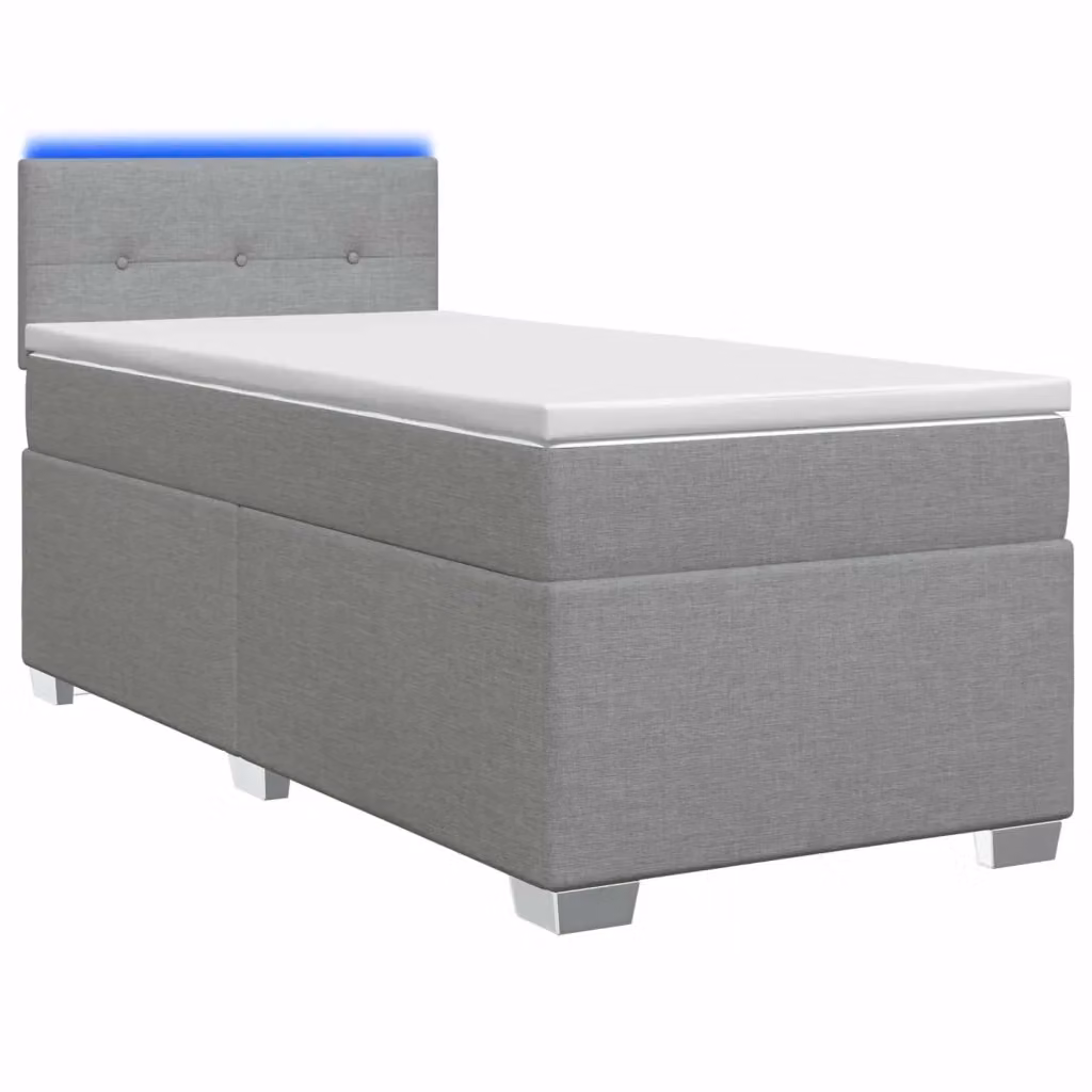Letto con Box Spring, Materasso Ibrido e Illuminazione LED vidaXL, Grigio Chiaro e Bianco, L/P/H: 80 x 200 cm – 2