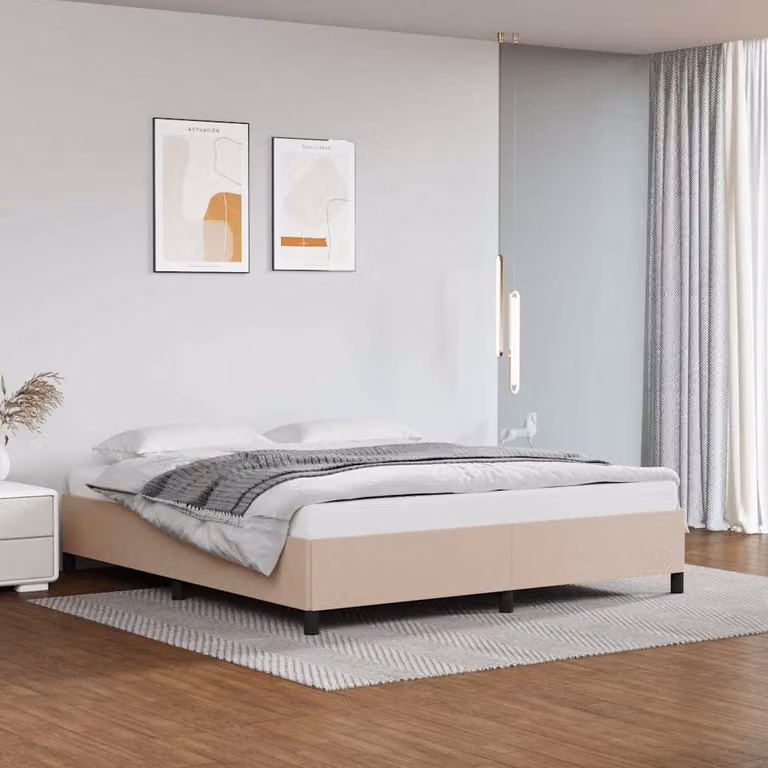 vidaXL Giroletto imbottito in similpelle color cappuccino senza materasso L: 160 cm, P: 200 cm, H: 163 cm