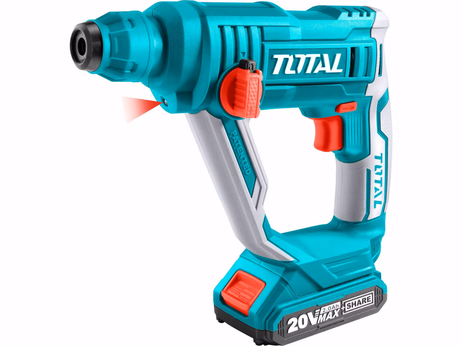Martello perforatore, 20V Li-ion, 2000mAh, SDS plus, 1,5J - senza batteria e caricatore TOTAL-TOOLS