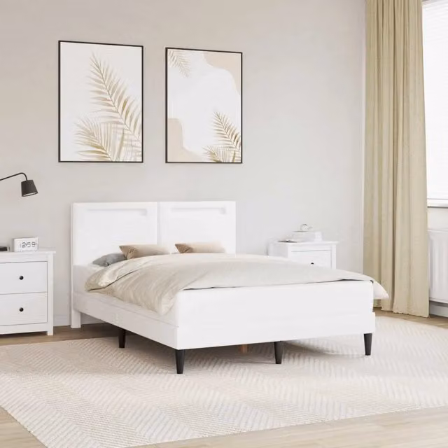 Letto moderno vidaXL con testiera in similpelle bianco e porta di ricarica USB, L/P/H: 200 x 120 x 96 cm
