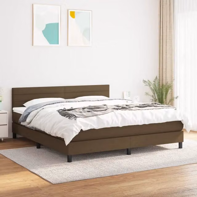 Letto Ibrido con Giroletto a Molle e Materasso vidaXL, Marrone e Bianco, L/P: 160 x 200 cm