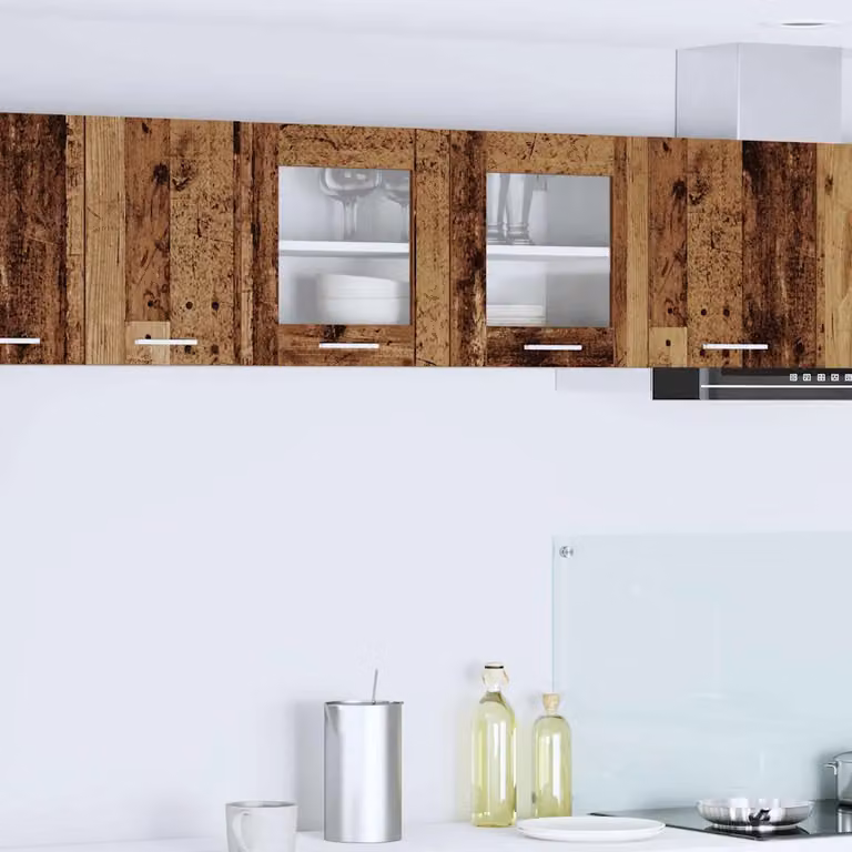 vidaXL Armadio pensile da cucina moderno in legno e MDF, Bianco e Marrone, L 80 x P 31 x H 40 cm